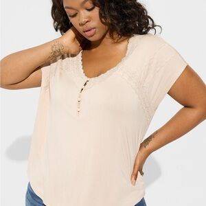 Cream Lace Trim Top